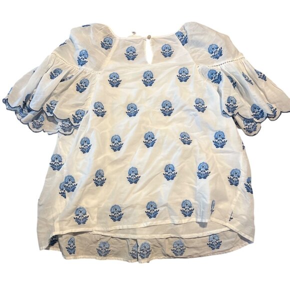 A Loves A White and Blue Embroidered Floral Top/ Size Medium - Picture 8 of 8